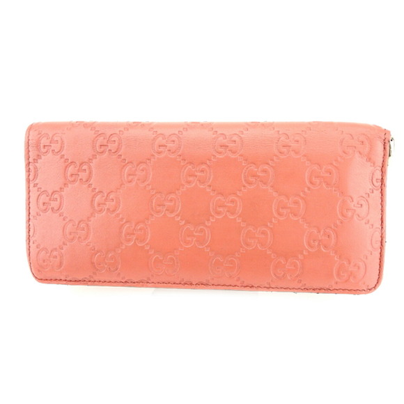 Gucci pink long leather Wallet ssima zipper - Picture 1 of 6
